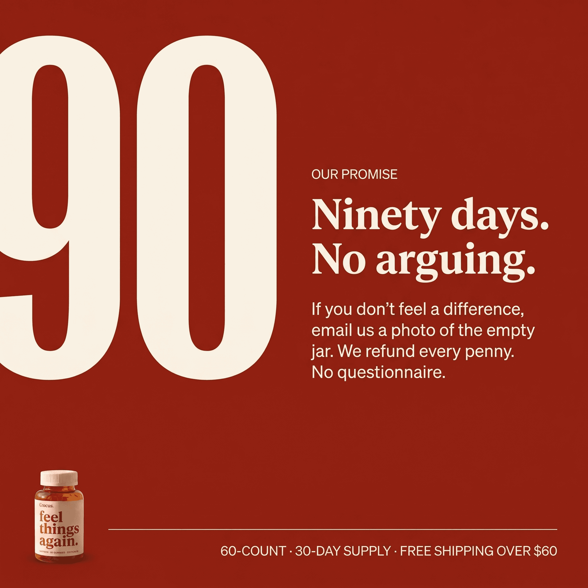 Ninety-day money-back promise — no arguing